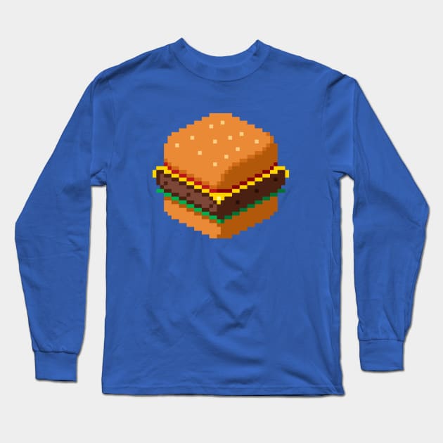 Isometric Pixel Art Cheeseburger Long Sleeve T-Shirt by PXLFLX